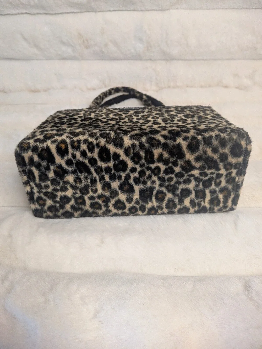 Kate Spade Vtg Faux Fur Leopard Print Sam Mini Tote Bag